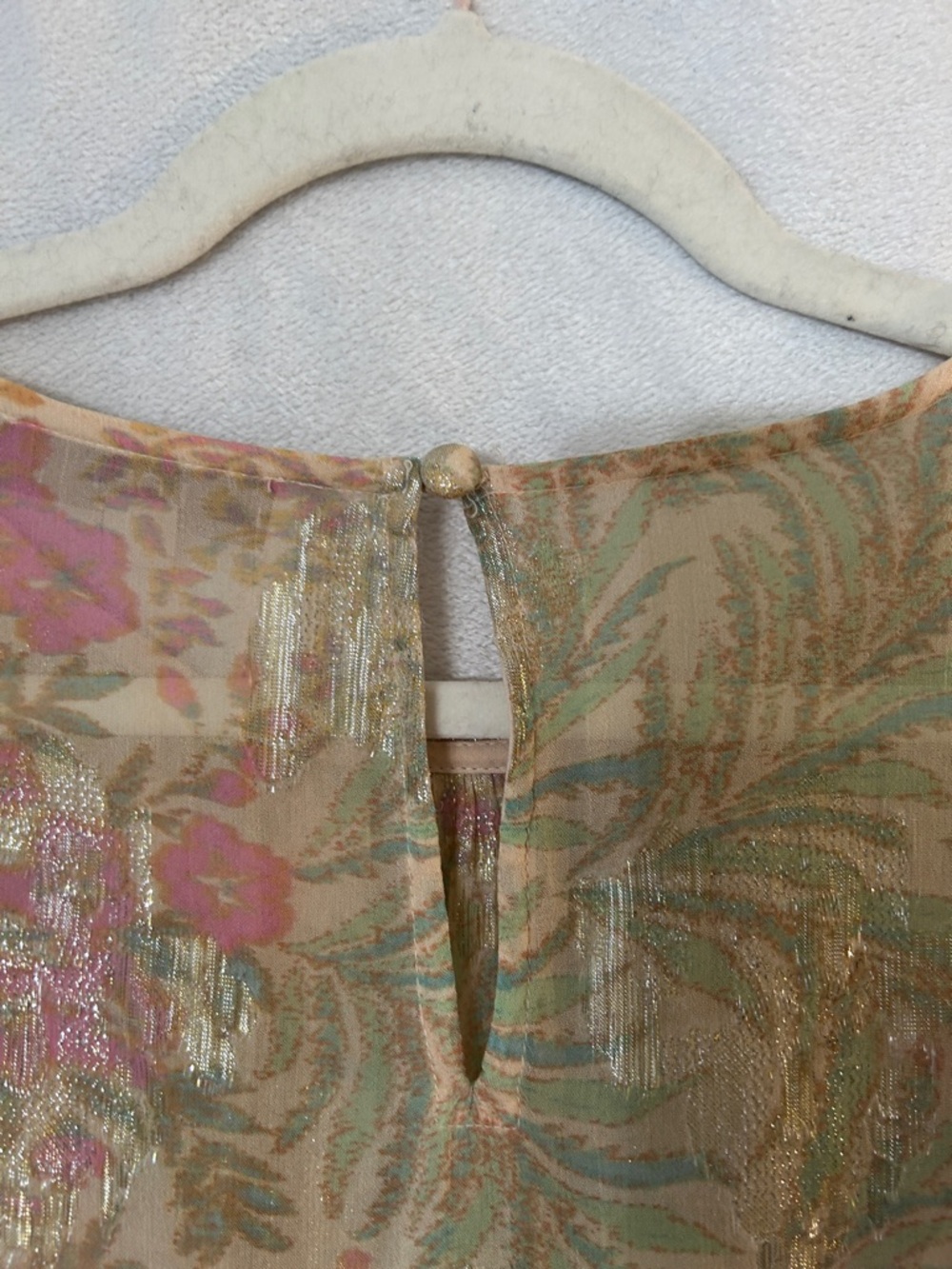 LOFT Metallic Floral Long-Sleeve Tiered Dress in Multi - Picture 9 of 10